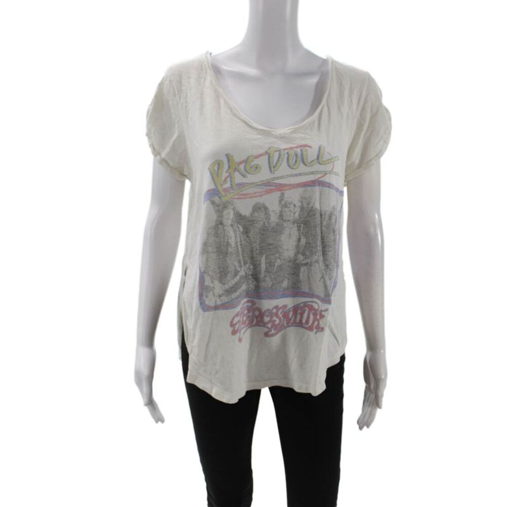 Trunk Women Jersey White 80s Graphic Short Sleeve T-Shirt Size S